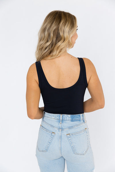 Sawyer Scoop Neck Bodysuit - Pitch Black