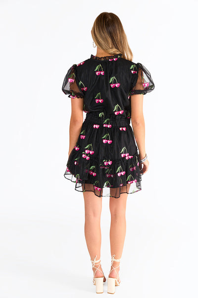 Clementine Elastic Waist Mini Dress - Wild Cherries