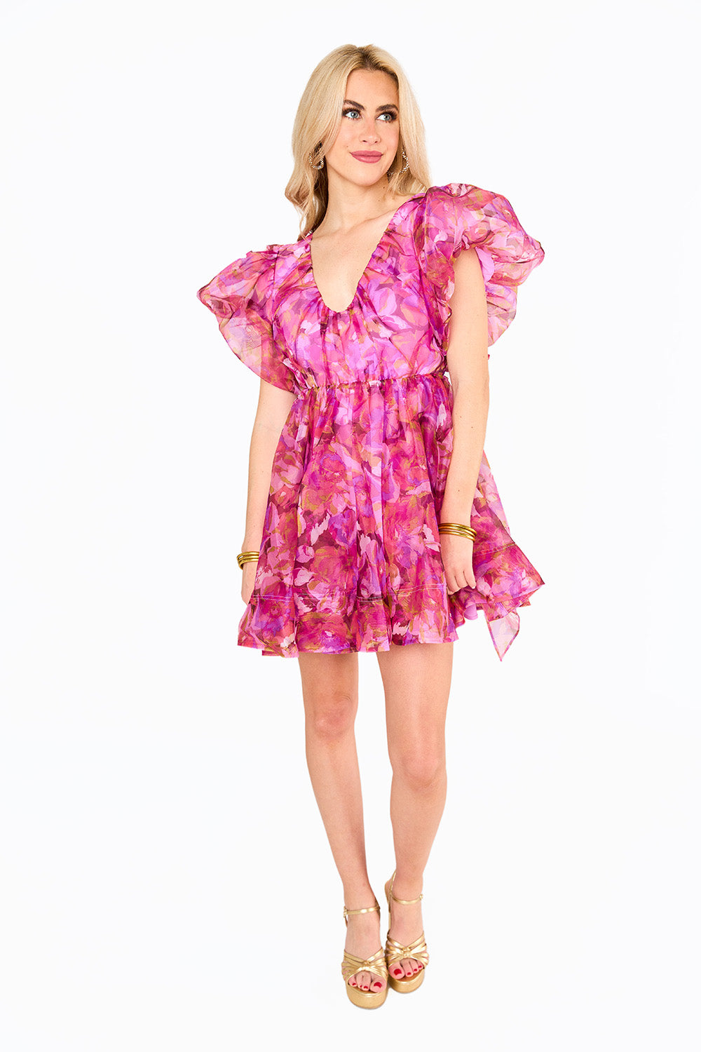 Hollis Puff Sleeve Mini Dress - Off To Paradise