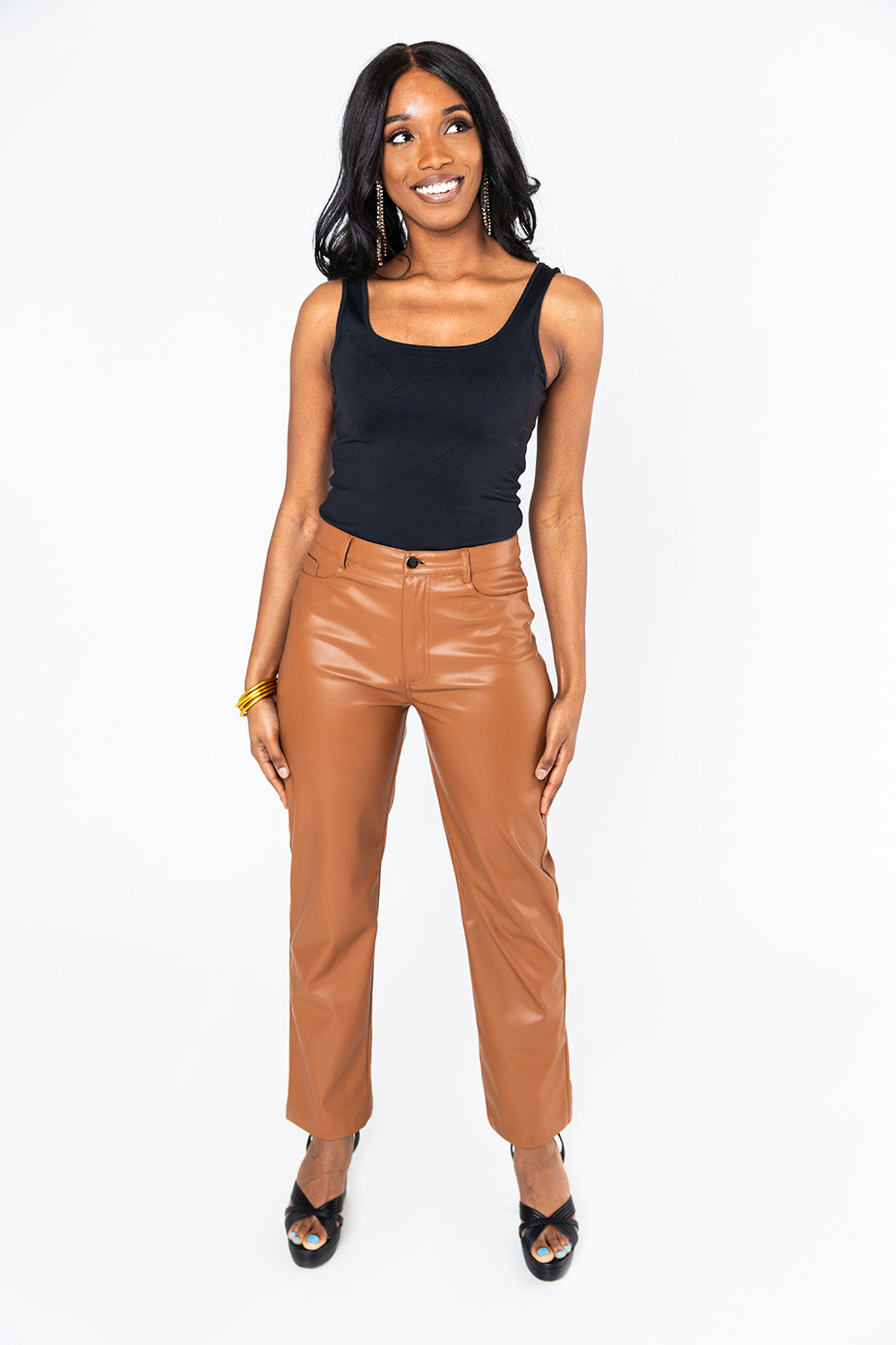 Gomez Vegan Leather Pants - Camel