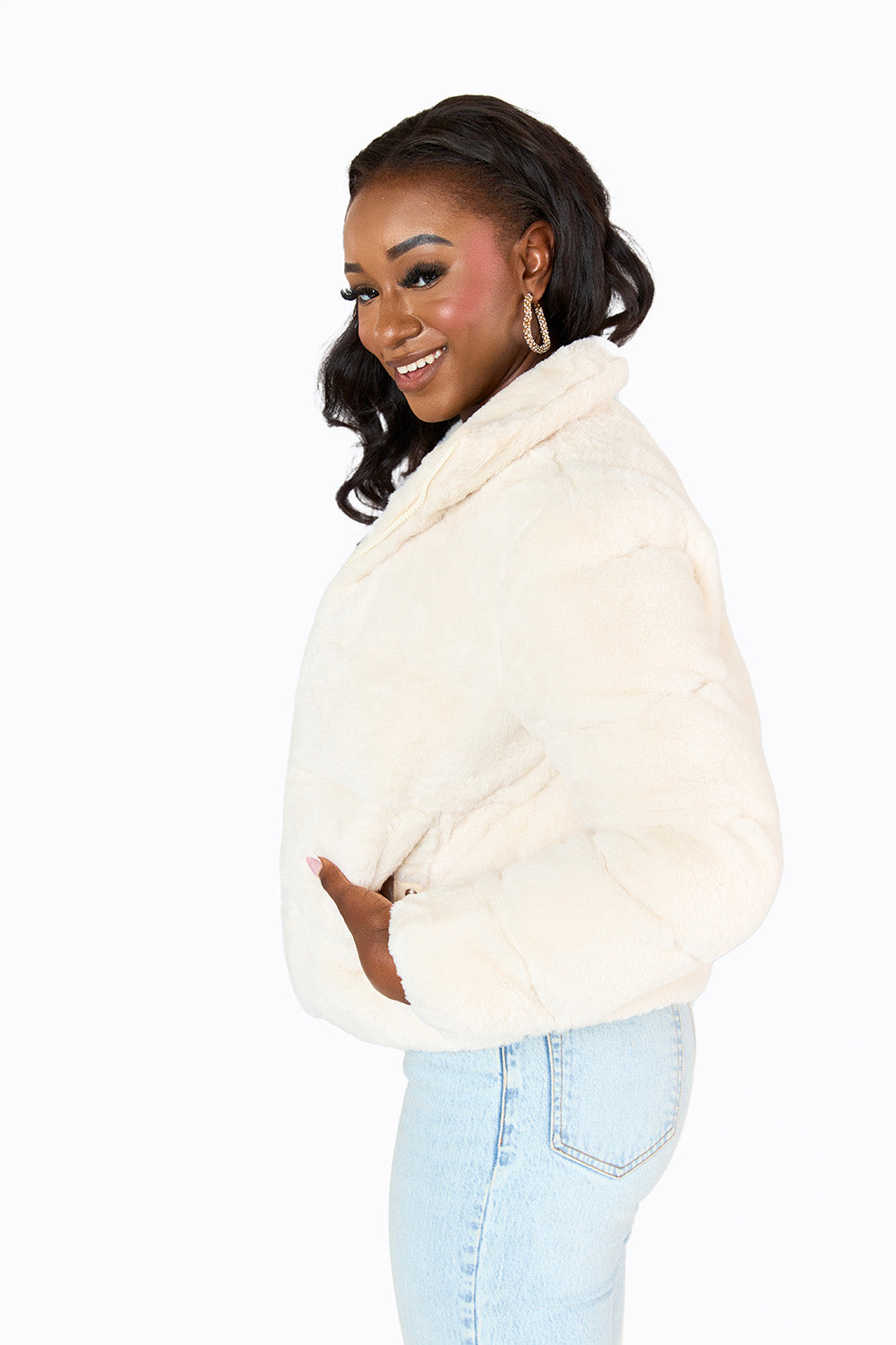 Noella Faux Fur Jacket - Cream