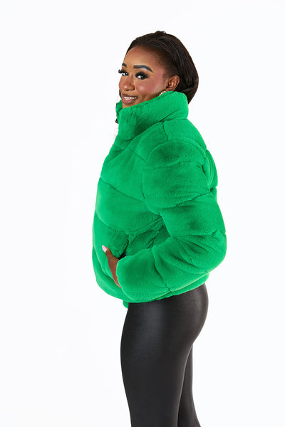 Noella Faux Fur Jacket - Green