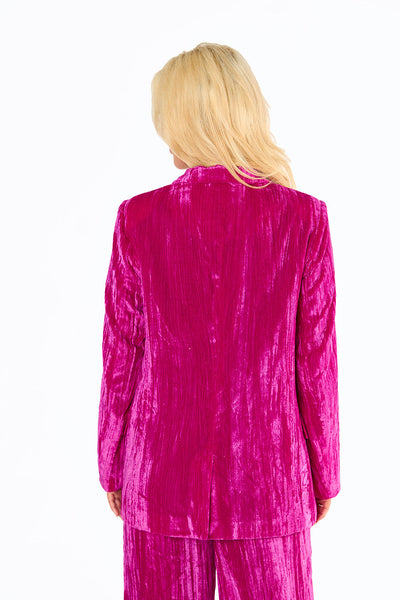 Heff Crushed Velvet Blazer - Fuchsia