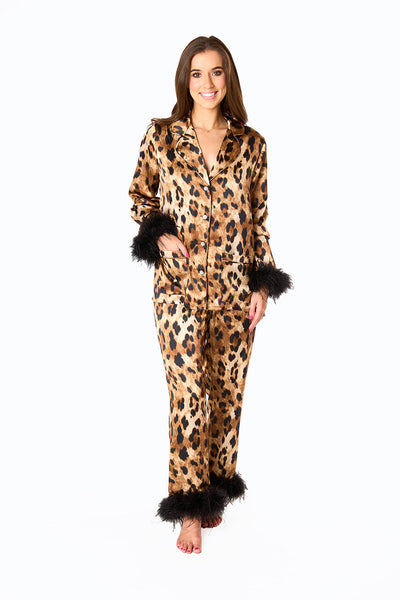 Mckenna Feather Trim Pajama Set - Prowl