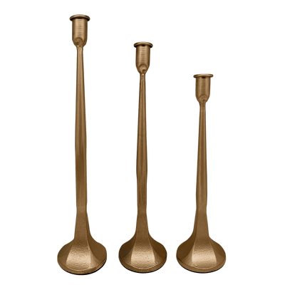 Gold Cast Iron Taper Candle Holders