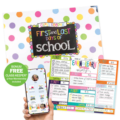 Class Keeper® School Days Memory Book + BONUS App Membership + BONUS Earn & Learn® Chore Chart Pad | (2) Styles