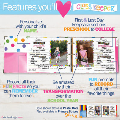 Class Keeper® School Days Memory Book + BONUS App Membership + BONUS Earn & Learn® Chore Chart Pad | (2) Styles