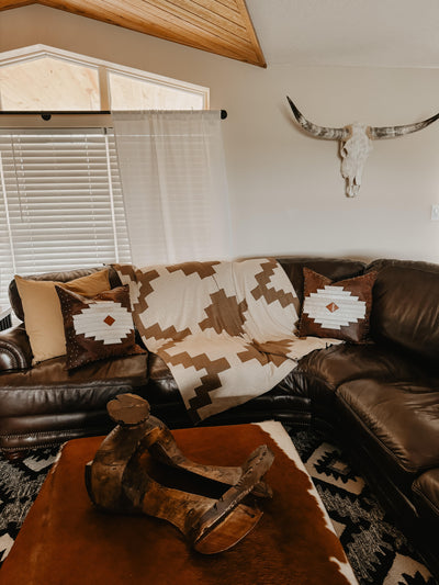 PRESIDIO TAN 100% COTTON -- 54"x74" Oversized Throw Blanket