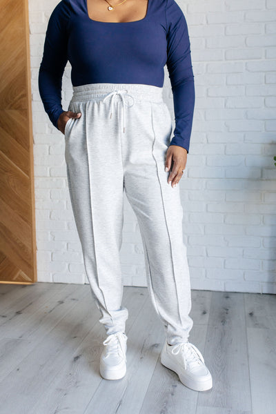 Center Seam Scuba Joggers in Heather Grey