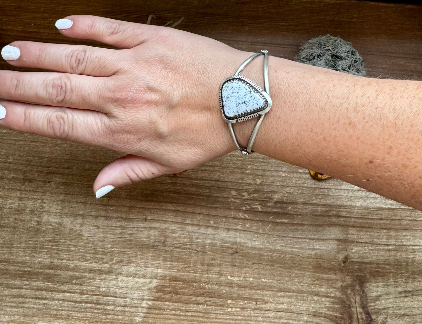 Cuff Bracelet- White Buffalo and Sterling silver