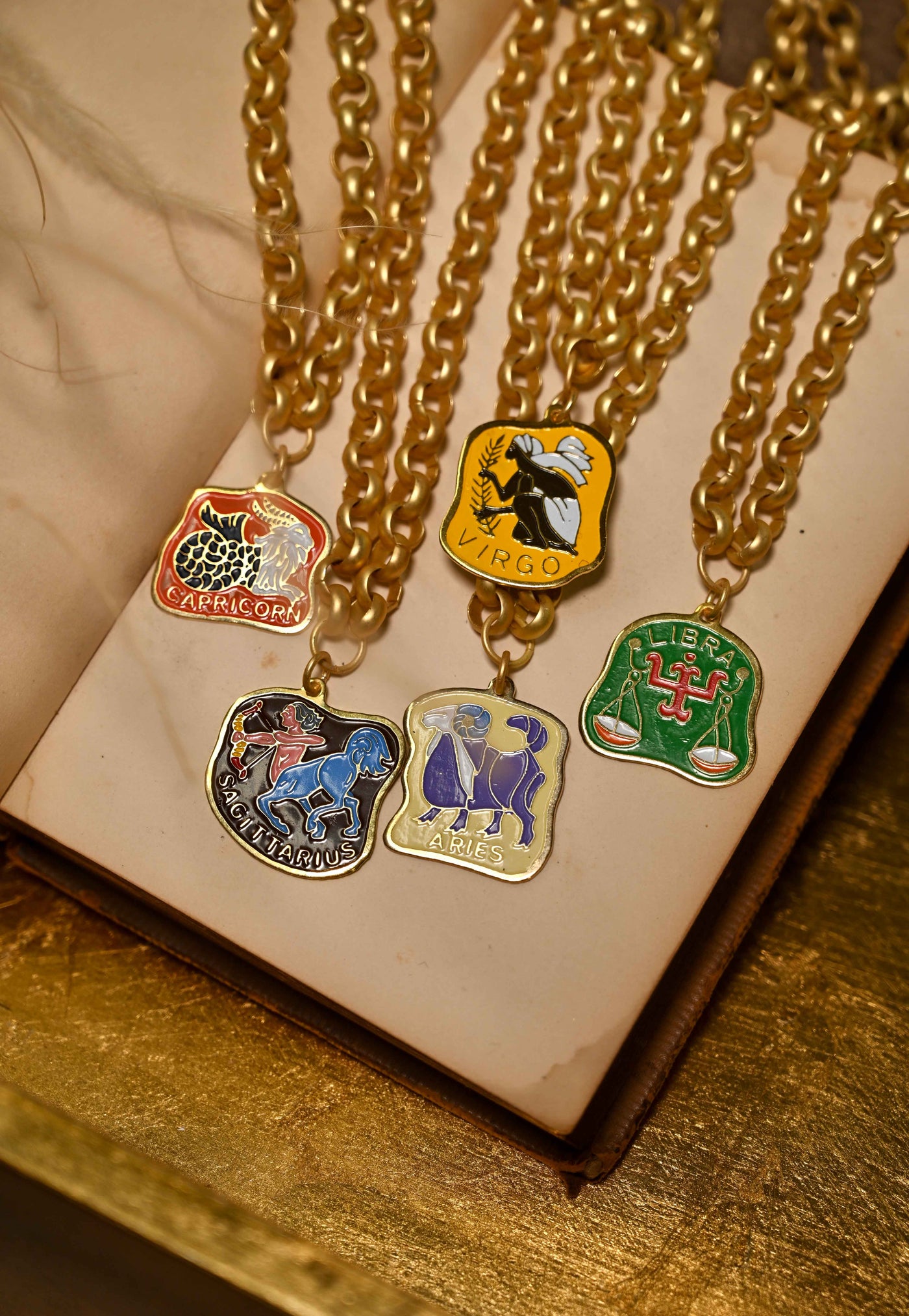 Vintage Enamel Zodiac Necklace