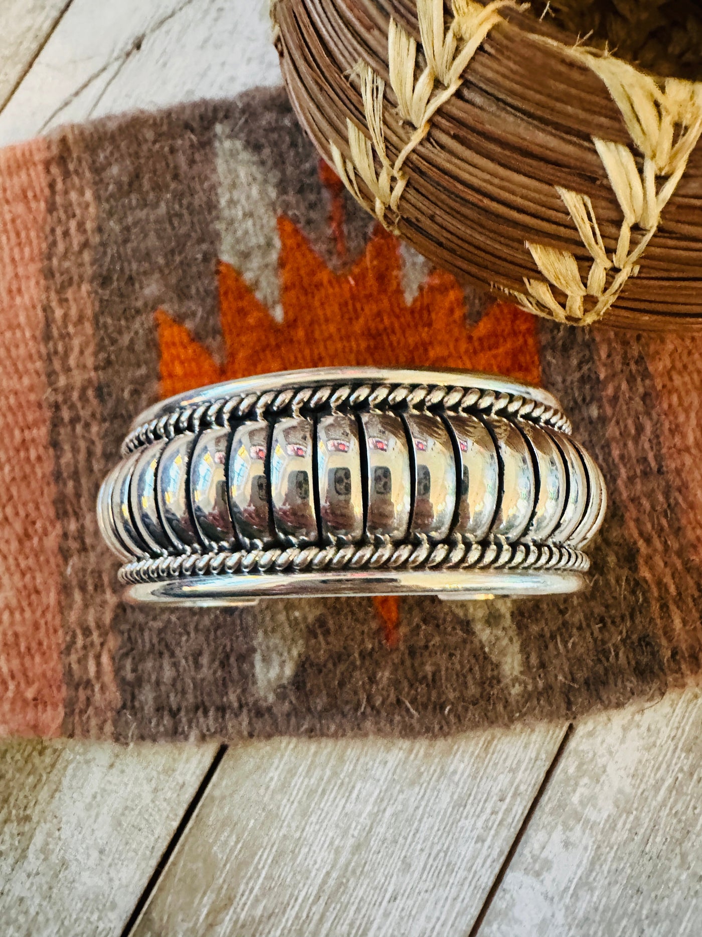Handcrafted Rolled Sterling Silver Cuff Bracelet by Tom Charley