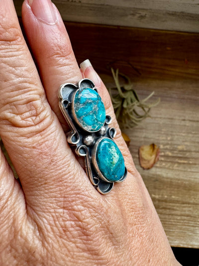 2-Stone Turquoise Adjustable Ring – Native Made