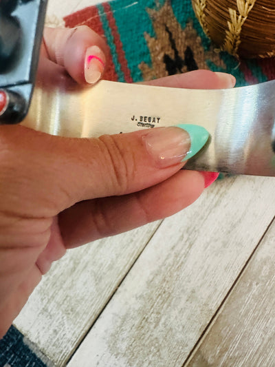 Handcrafted Turquoise, Coral & Sterling Silver Cuff Bracelet