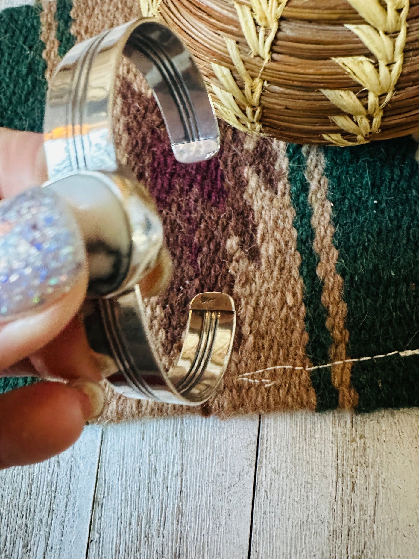 Handcrafted White Buffalo & Sterling Silver Cuff Bracelet