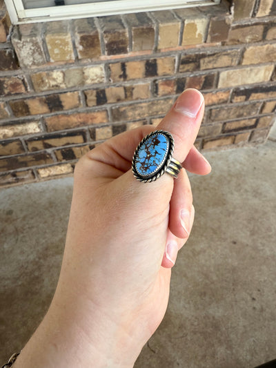 The Rio Grande Genuine Turquoise and Sterling Silver Ring, Size 6.5 | Boles Silver