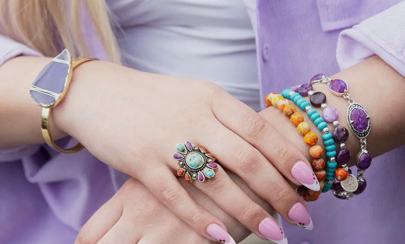 “The Golden Collection”  Turquoise, Spiny Ring Handmade Gold Plated Ring