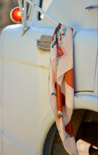 Large 100% Mulberry Silk 35x35: Poppy Cowgirl Wild Rag Western Red Scarf