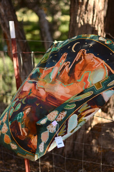 Large 100% Mulberry Silk 35x35: Desert Nights Western Wild Rag Cowgirl