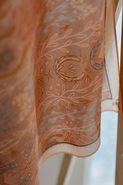 Western Harvest in Dusty Rose Silk Wild Rag Scarf
