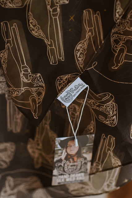 Western Saddle in Arena Brown Cowgirl Silk Scarf Wild Rag