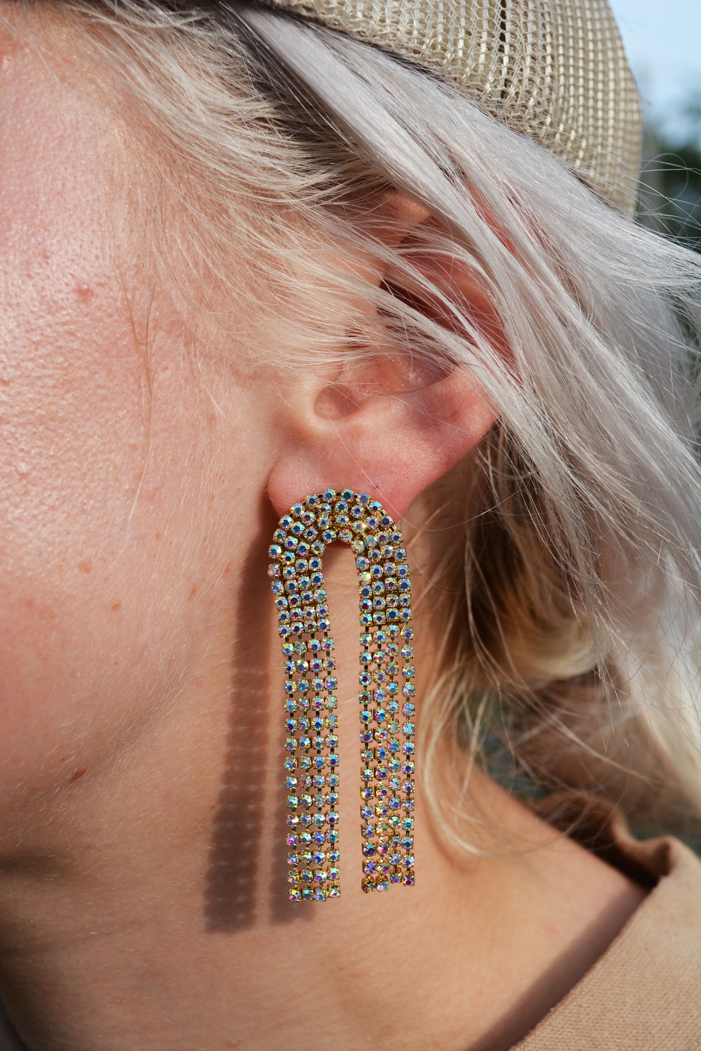 Iridescent Rainbow Drop Earrings