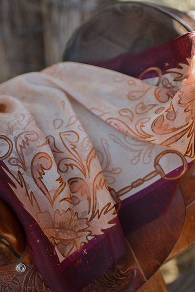 Show Day D Ring Snaffle Bit Wild Rag Scarf in Vintage Plum