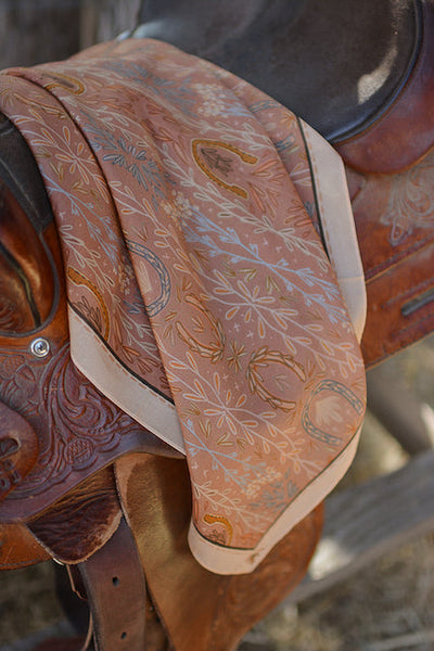 Western Harvest in Dusty Rose Silk Wild Rag Scarf