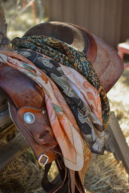 Western Harvest in Deep Juniper Silk Wild Rag Scarf