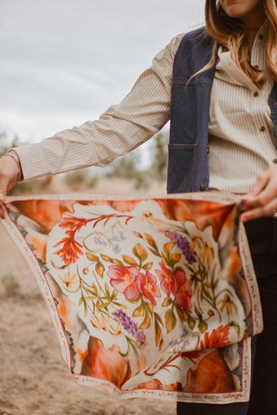 Heartland Series: Oregon Inspired Wildflower Silk Scarf Wild Rag