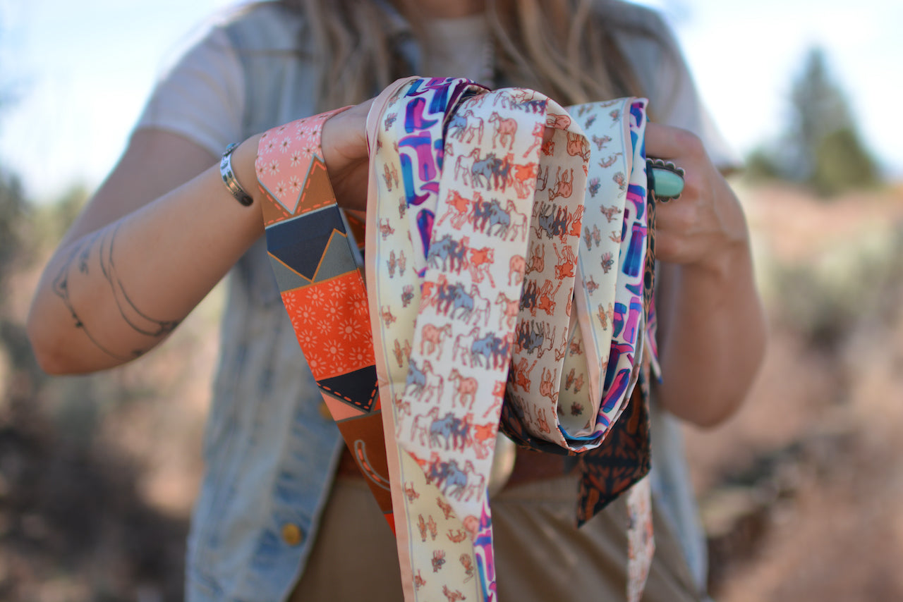 Frontier Bound Quilted Patchwork Silk Twilly