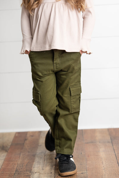 Olive Green Cargo Denim Pants