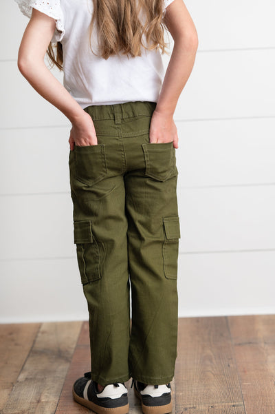 Olive Green Cargo Denim Pants