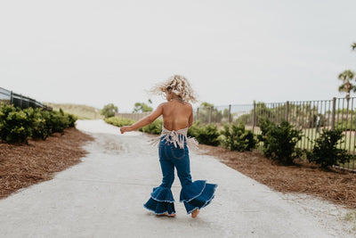 Denim Double Ruffle Pant