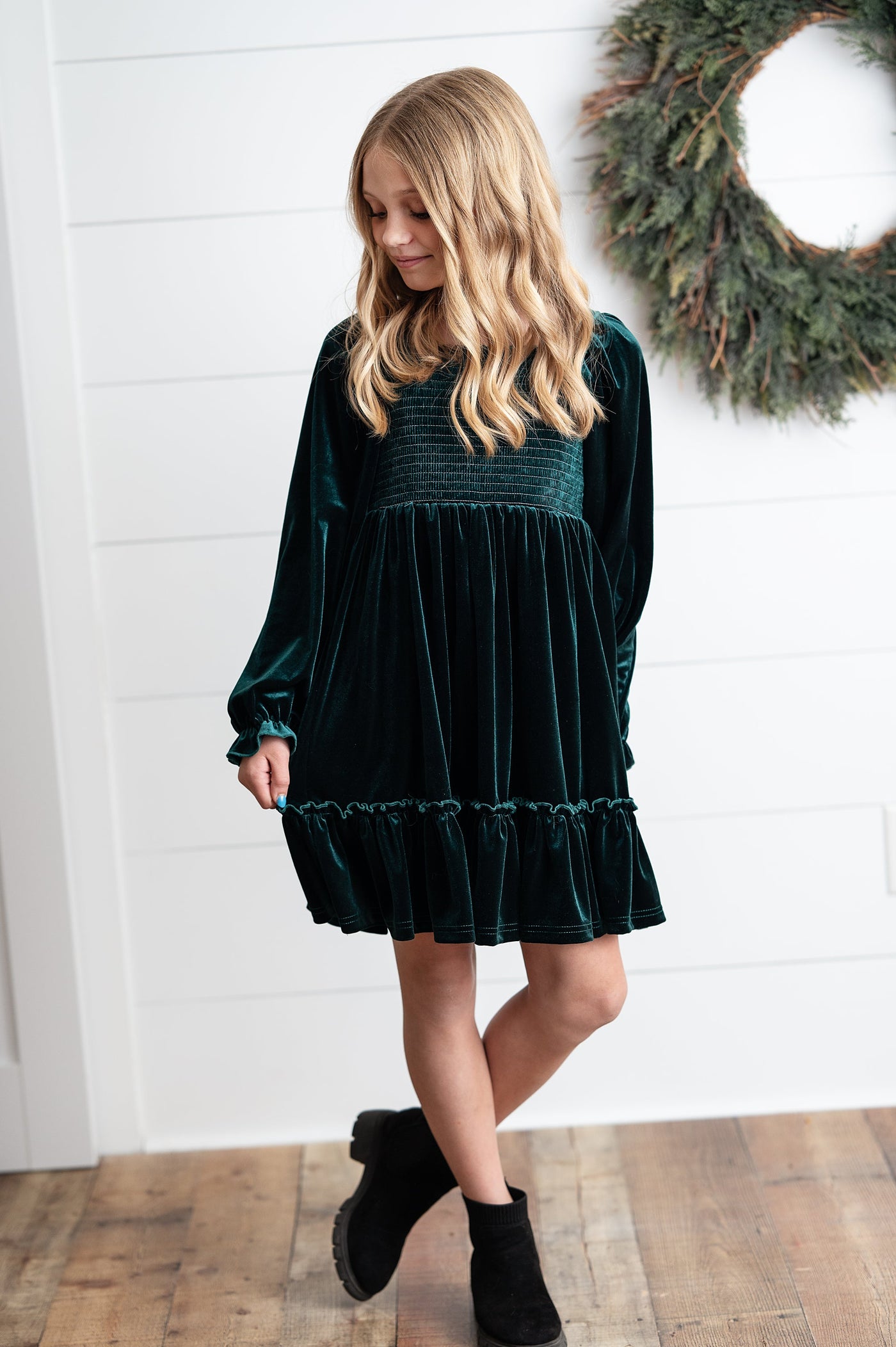 Dark Green Velvet Dress
