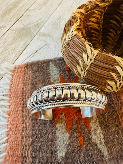 Handcrafted Rolled Sterling Silver Cuff Bracelet by Tom Charley
