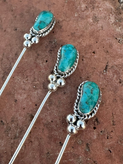 Handmade Sterling Silver and Turquoise Hat Pin