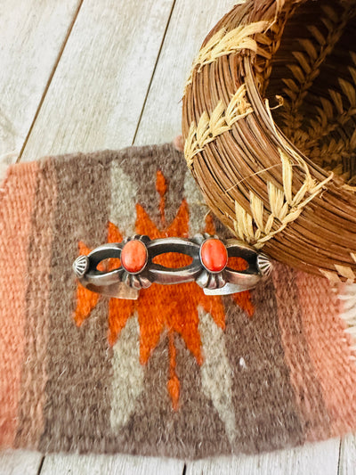 Handcrafted Spiny Oyster & Sterling Silver Cuff Bracelet by Chimney Butte