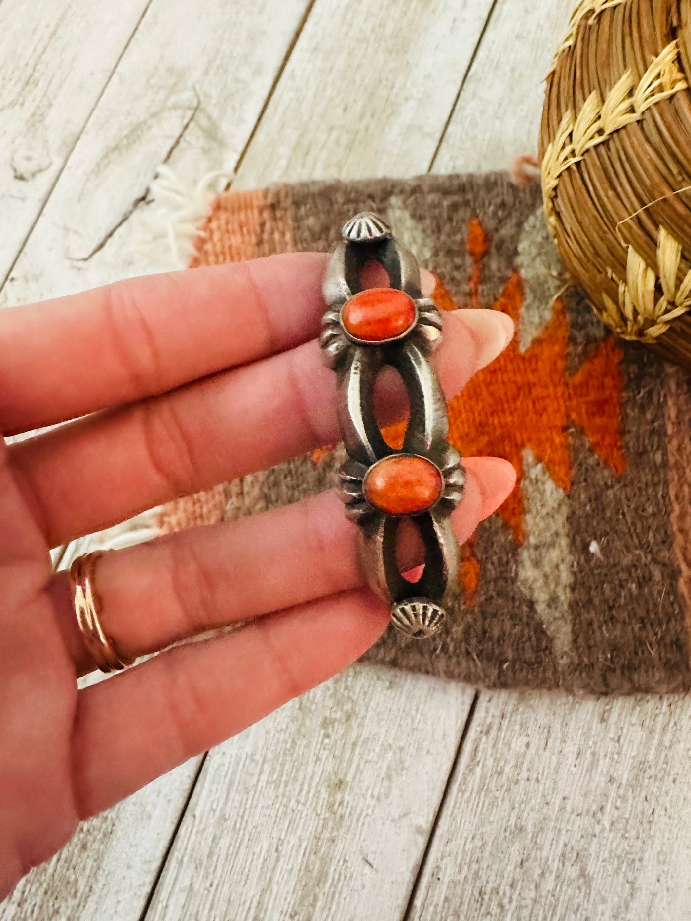 Handcrafted Spiny Oyster & Sterling Silver Cuff Bracelet by Chimney Butte