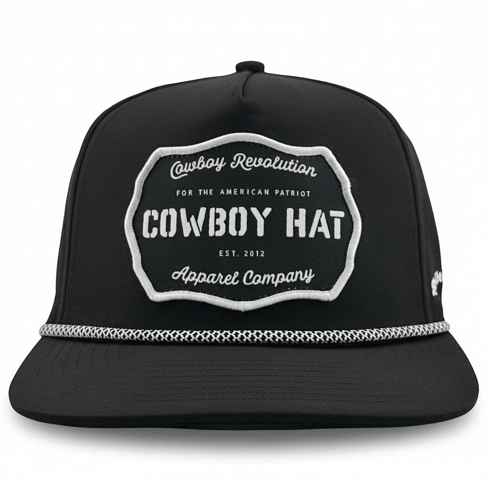 “Cowboy Hat” Performance Patch Rope Hat - Black