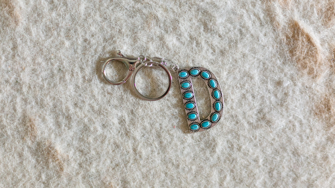 Turquoise Initial Keychain