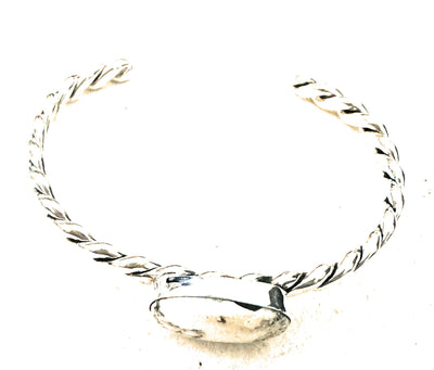 Handcrafted White Buffalo & Twisted Sterling Silver Cuff Bracelet