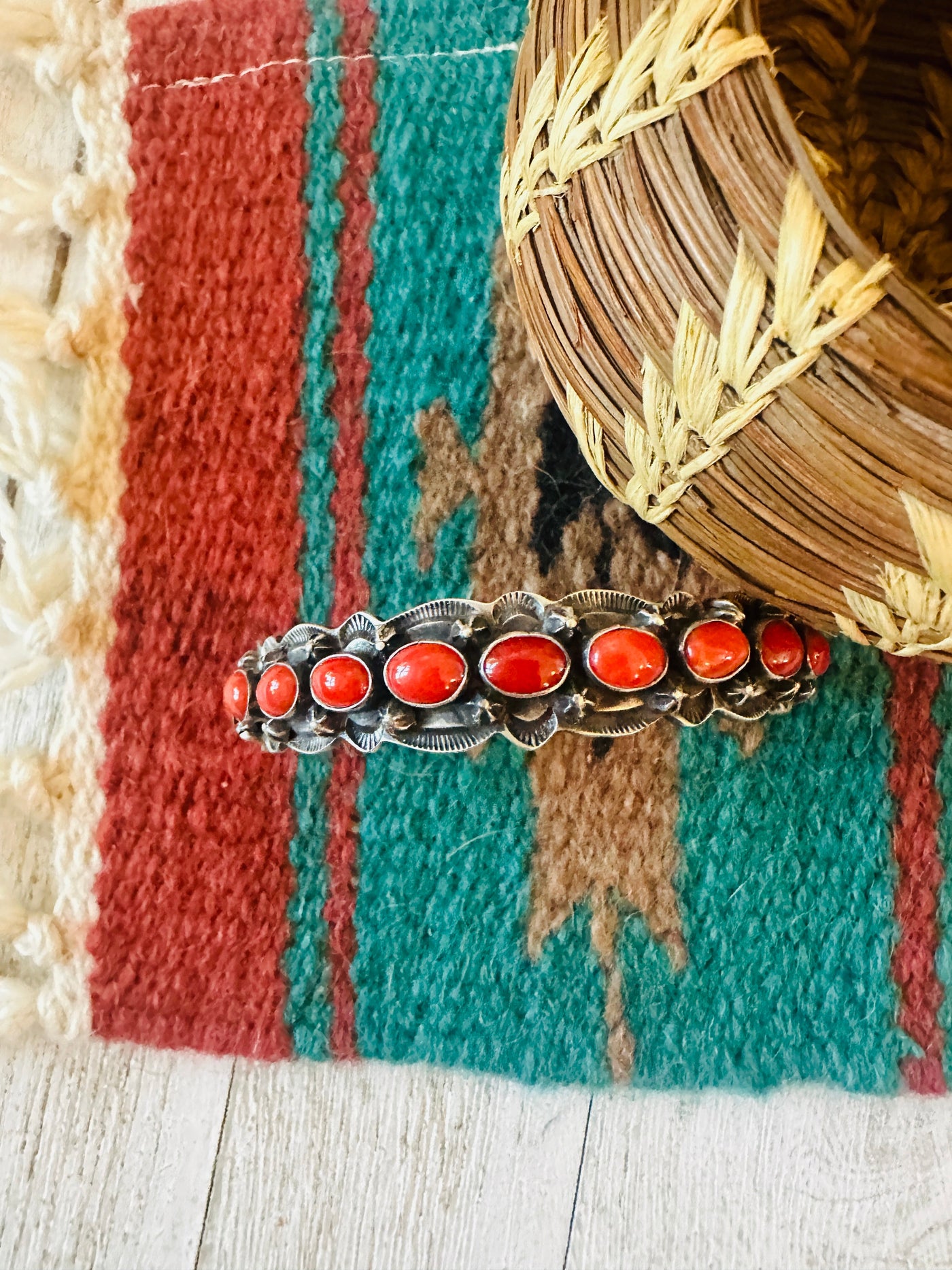 Coral & Sterling Silver Cuff Bracelet by Shawn Cayatineto /