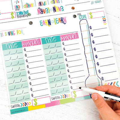 Earn & Learn® Kids Money Management Chore Chart Pad | Dry Erase Savings Tracker for School Age Kids