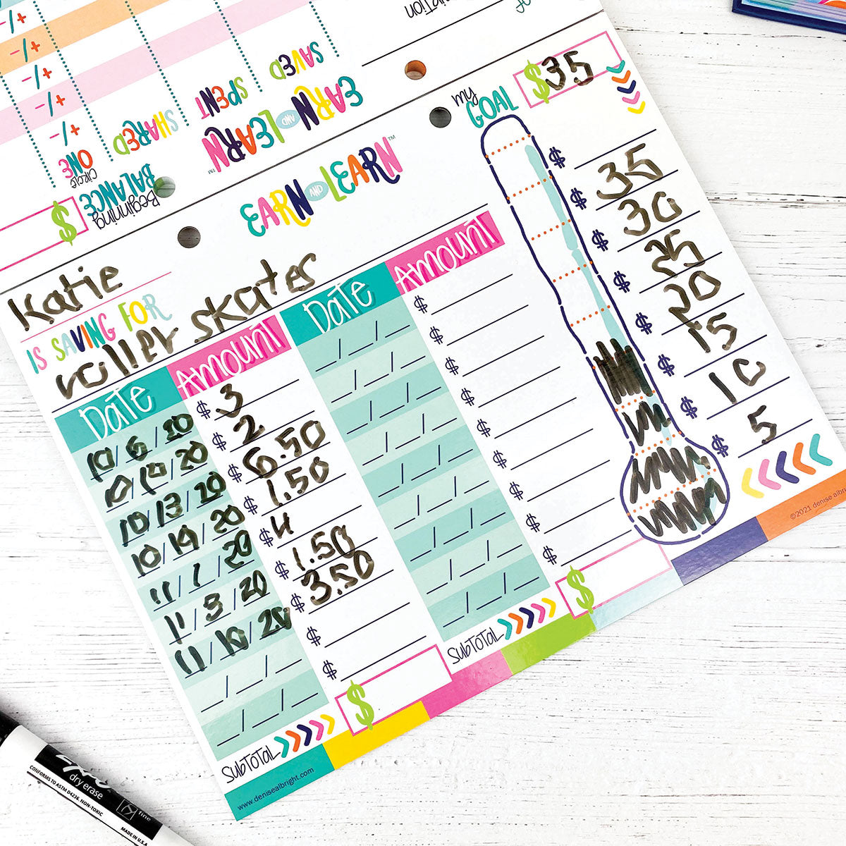 Earn & Learn® Kids Money Management Chore Chart Pad | Dry Erase Savings Tracker for School Age Kids