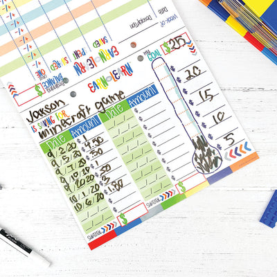 Earn & Learn® Kids Money Management Chore Chart Pad | Dry Erase Savings Tracker for School Age Kids