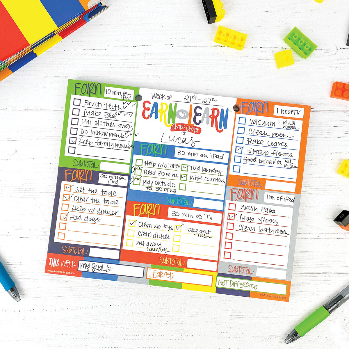 Earn & Learn® Kids Money Management Chore Chart Pad | Dry Erase Savings Tracker for School Age Kids