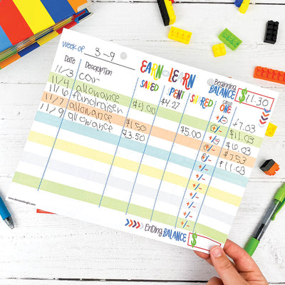 Earn & Learn® Kids Money Management Chore Chart Pad | Dry Erase Savings Tracker for School Age Kids