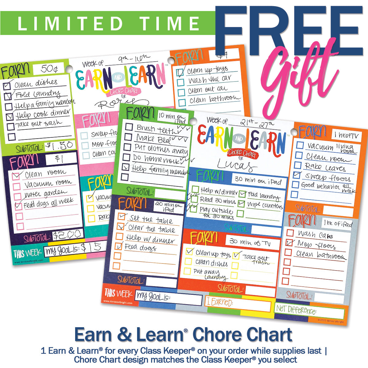 Class Keeper® School Days Memory Book + BONUS App Membership + BONUS Earn & Learn® Chore Chart Pad | (2) Styles