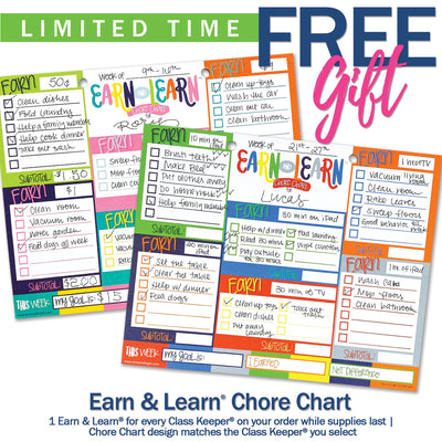 Class Keeper® School Days Memory Book + BONUS App Membership + BONUS Earn & Learn® Chore Chart Pad | (2) Styles